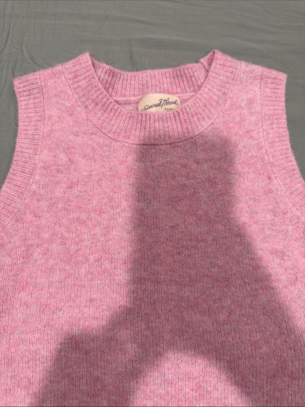 Cozy Pink Sleeveless Crew Knit Vest